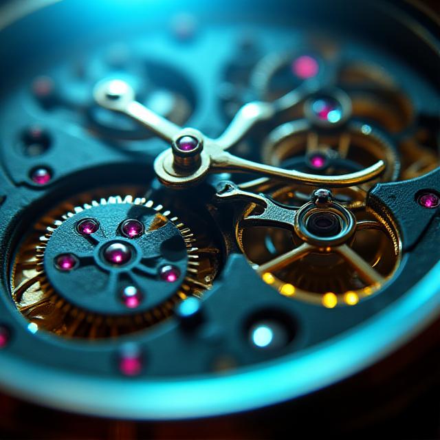 Meccanismo di orologio di lusso macro