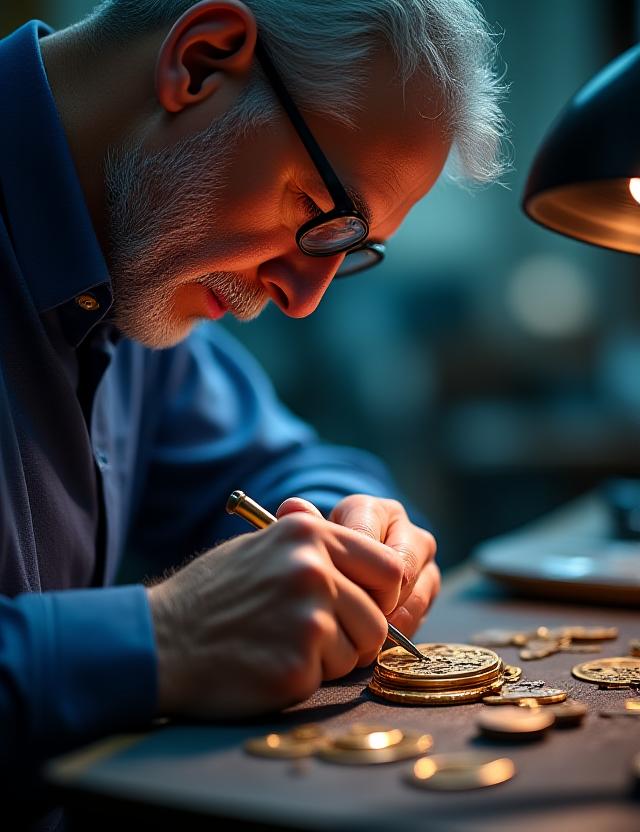 Orologiaio esperto al lavoro nel laboratorio di Roma