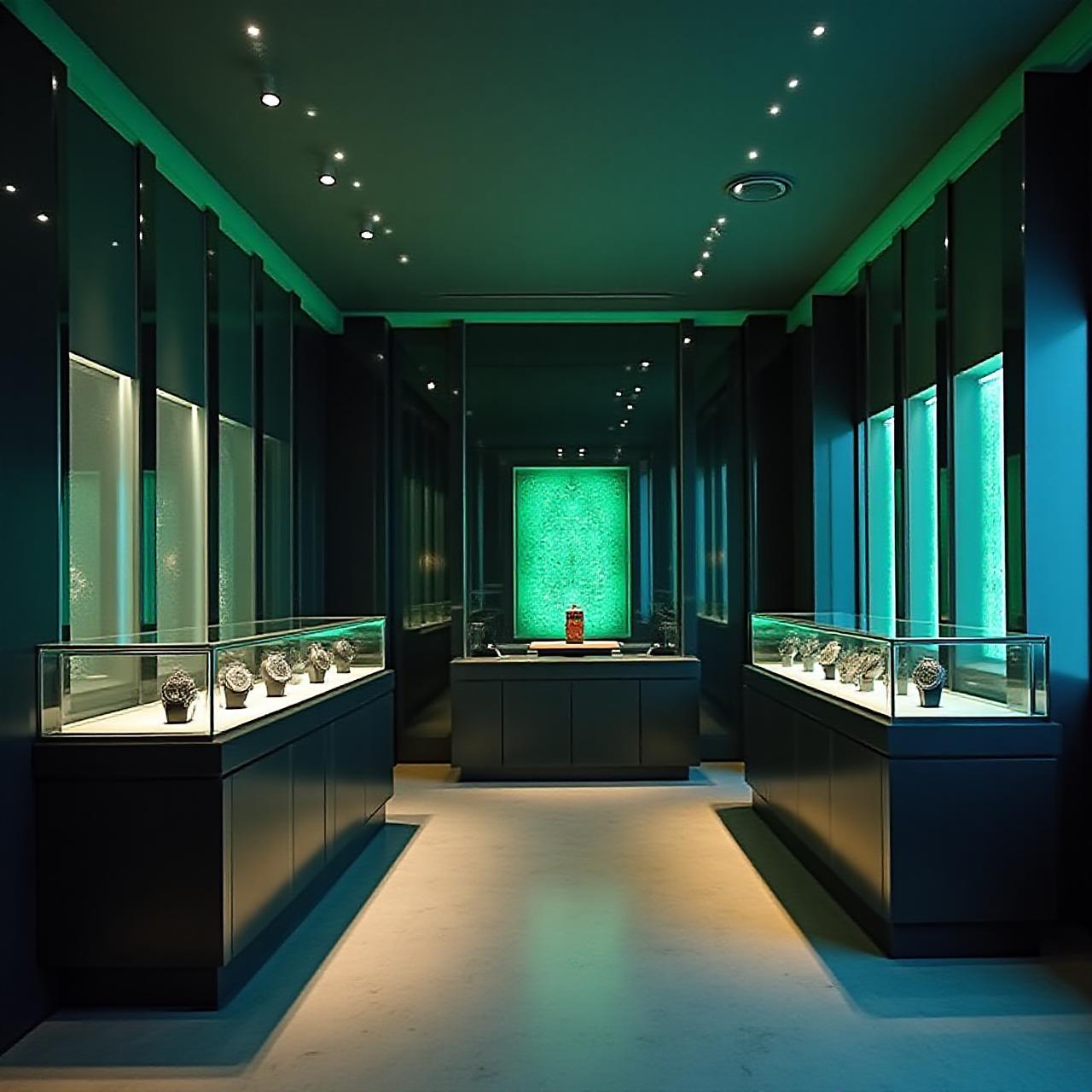 Interno della boutique di lusso Horologium Erba a Roma